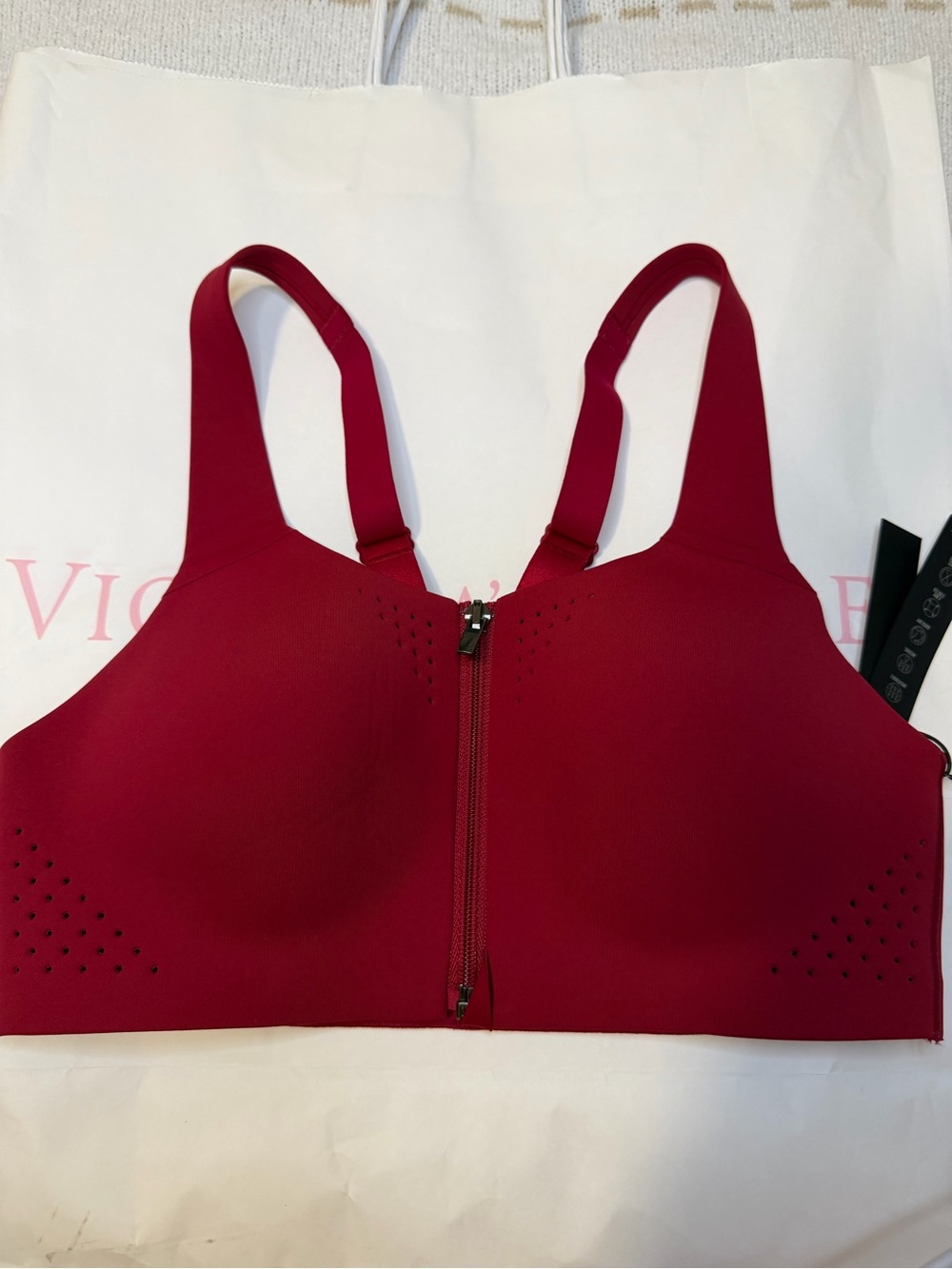 Victoria’s Secret VSX Red Front Zip Sports Bra 34B NWT High Support